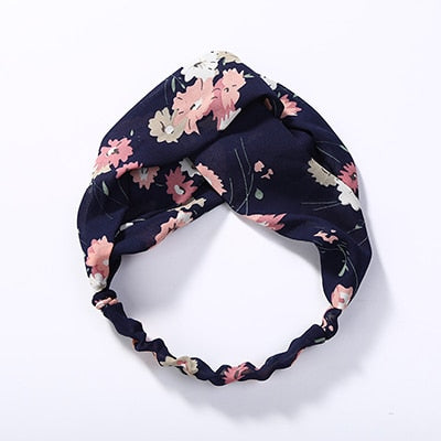 Top Knot Turban Headband Floral Elastic Hairband