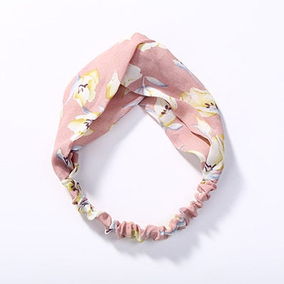 Top Knot Turban Headband Floral Elastic Hairband