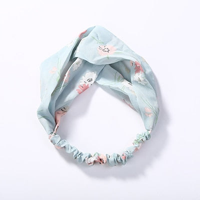 Top Knot Turban Headband Floral Elastic Hairband