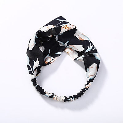 Top Knot Turban Headband Floral Elastic Hairband