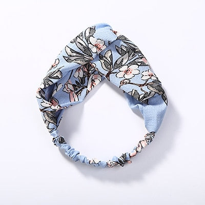 Top Knot Turban Headband Floral Elastic Hairband