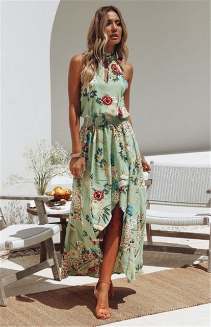 NAOMI Halter Floral Dress