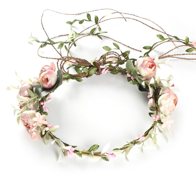 Bride Flowers Headband Bohemian Style Rose Flower Crown