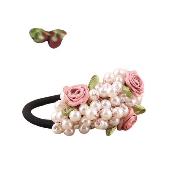 Fashion Women scrunchies flower beaded pearl headband