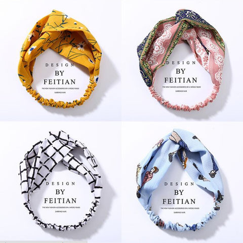 Women Soft Headbands Vintage Cross Knot  Bandanas