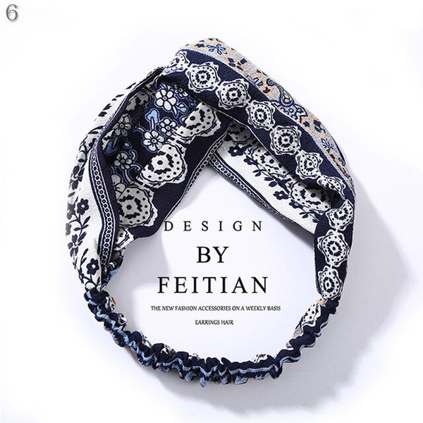 Women Soft Headbands Vintage Cross Knot  Bandanas