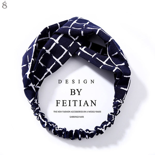 Women Soft Headbands Vintage Cross Knot  Bandanas