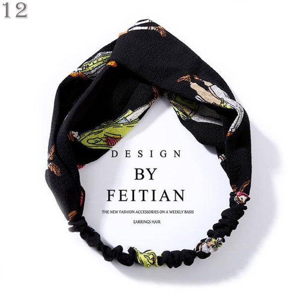 Women Soft Headbands Vintage Cross Knot  Bandanas