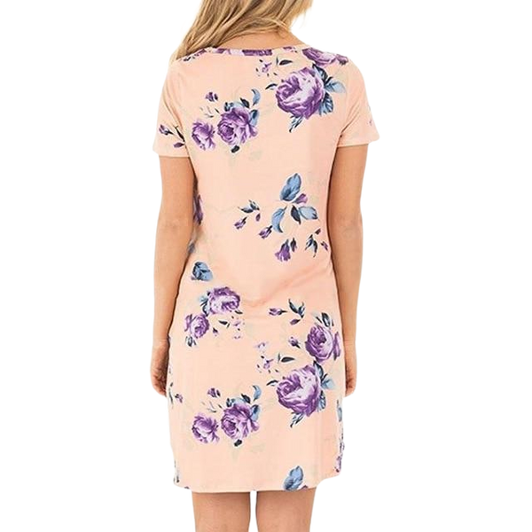 ARIA Summer O-Neck Mini Dress Floral Print