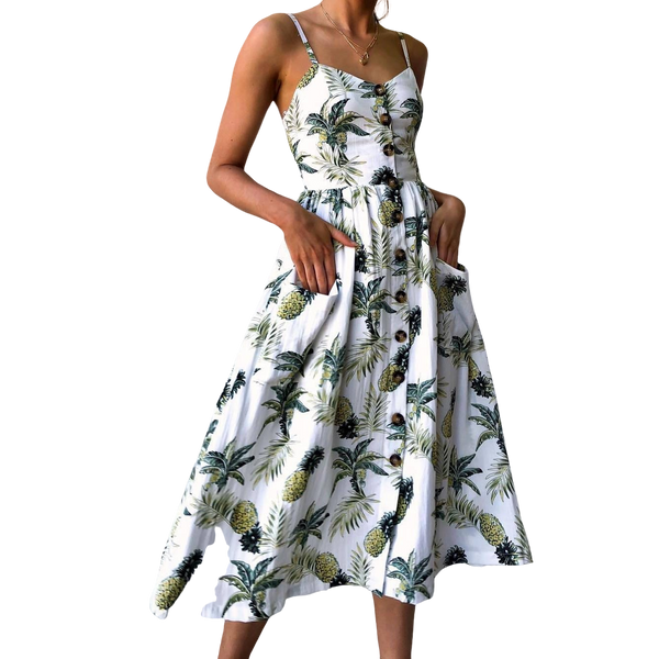 AURORA Boho Floral Print Summer Dress