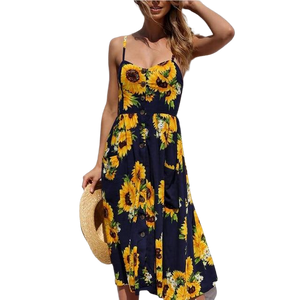 AURORA Boho Floral Print Summer Dress