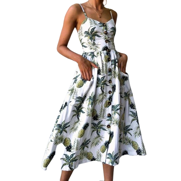 AURORA Boho Floral Print Summer Dress