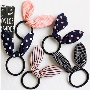 Woman Lovely Rabbit Ear Scrunchies Cute Hair Ties