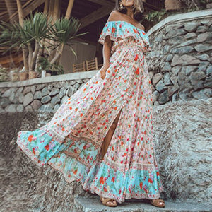 LADY Vintage Ruffle Maxi Dress