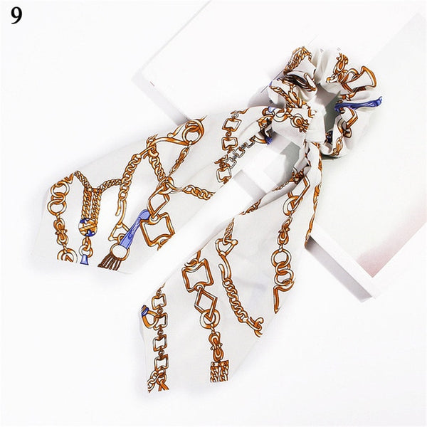 Elegant Floral Leopard Streamers Bow Hair Ties For Girls