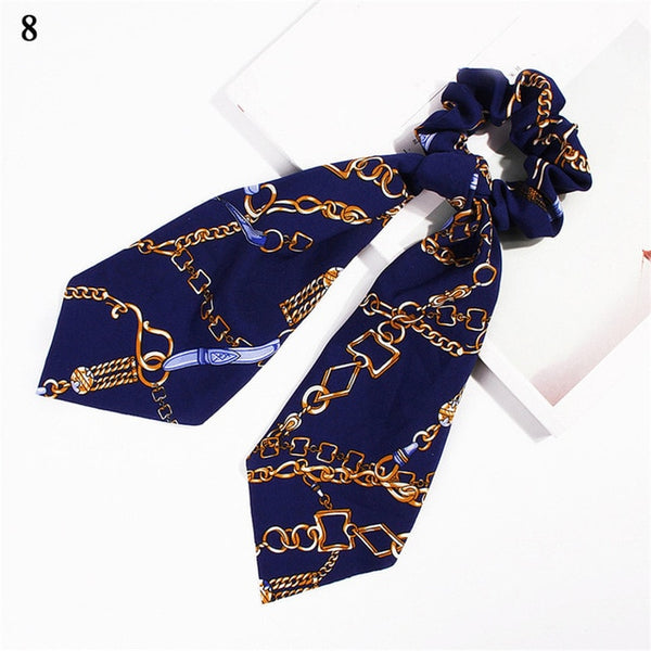 Elegant Floral Leopard Streamers Bow Hair Ties For Girls