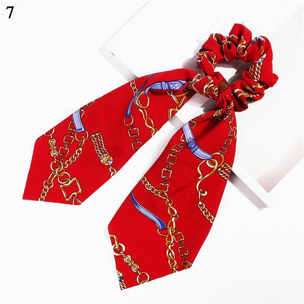 Elegant Floral Leopard Streamers Bow Hair Ties For Girls