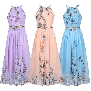 AMEI Long Halter Floral Dress