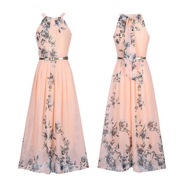 AMEI Long Halter Floral Dress