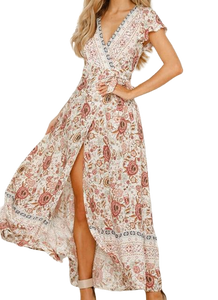 DESERIE Summer Women Boho Floral Long Maxi Dress