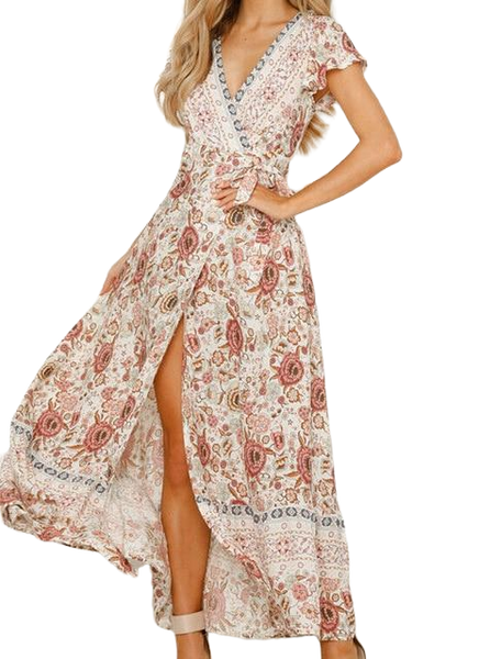 DESERIE Summer Women Boho Floral Long Maxi Dress