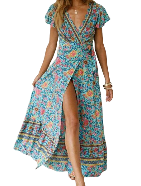 DESERIE Summer Women Boho Floral Long Maxi Dress