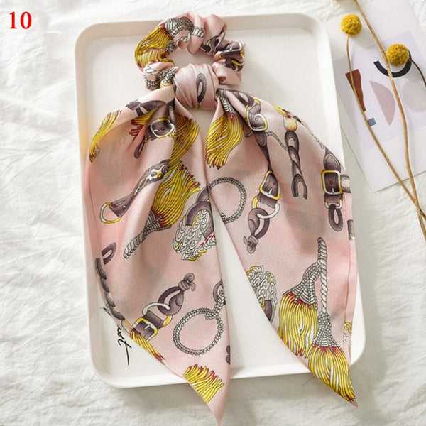 Bohemian Floral Printed Long Streamers Elastic Hair Ribbon Bands