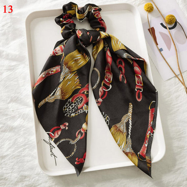 Bohemian Floral Printed Long Streamers Elastic Hair Ribbon Bands