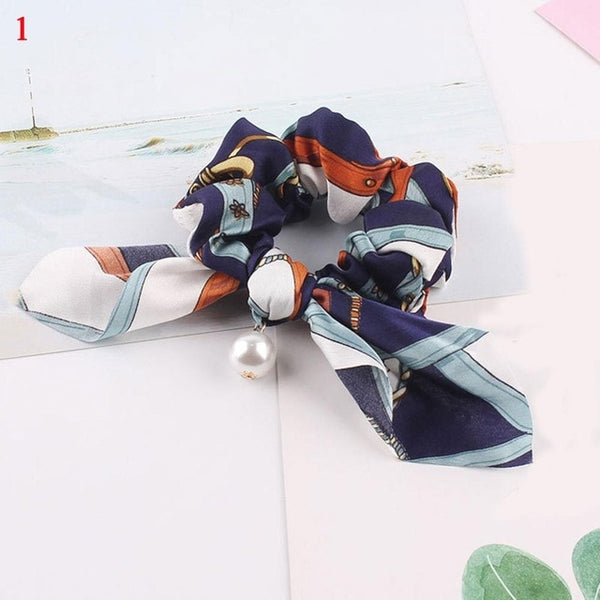 Bohemian Floral Printed Long Streamers Elastic Hair Ribbon Bands