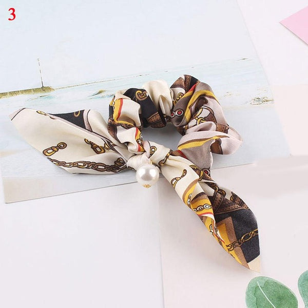 Bohemian Floral Printed Long Streamers Elastic Hair Ribbon Bands