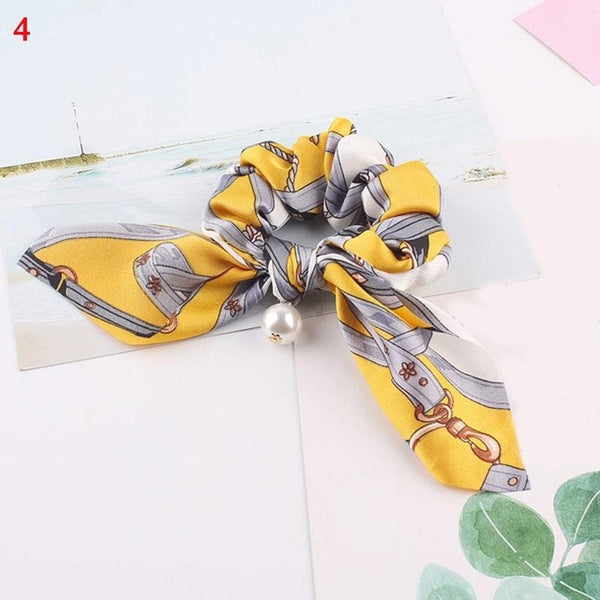 Bohemian Floral Printed Long Streamers Elastic Hair Ribbon Bands