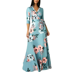 OLIVIA Boho Style Long Dress Floral Print