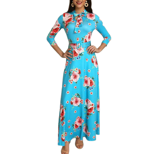 OLIVIA Boho Style Long Dress Floral Print