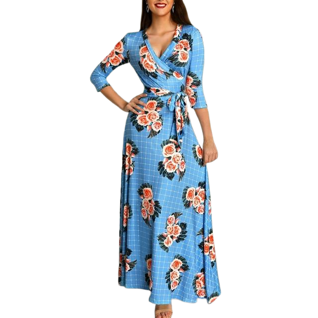 OLIVIA Boho Style Long Dress Floral Print