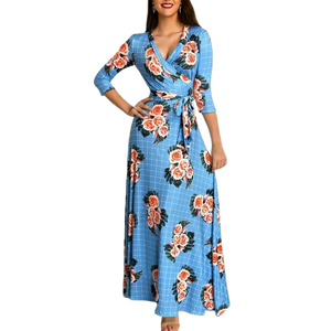 OLIVIA Boho Style Long Dress Floral Print