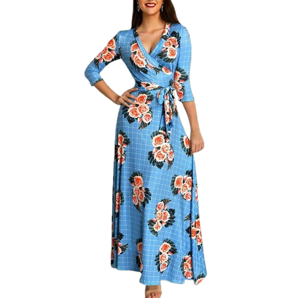 OLIVIA Boho Style Long Dress Floral Print