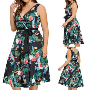 EMMA Plus Size Floral V-Neck  hot Dress