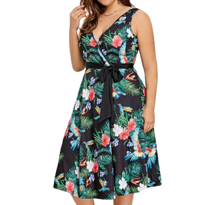 EMMA Plus Size Floral V-Neck  hot Dress